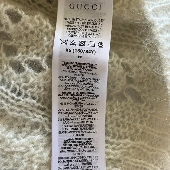 NWT Gucci X Adidas Ivory Mohair Knit Button Front Cardigan XS - Picture 10 of 16